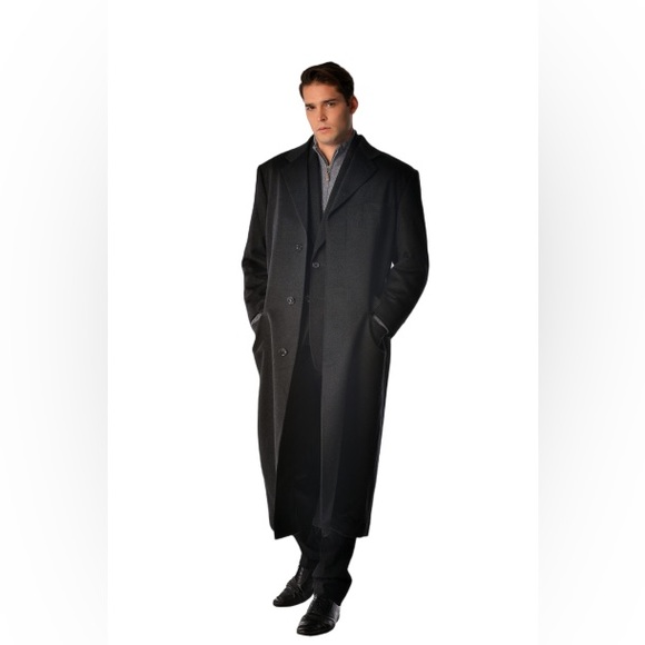 NWT Men’s Cashmere Boutique Full Length Topcoat in Pure Cashmere sz 46 charcoal - Picture 1 of 4